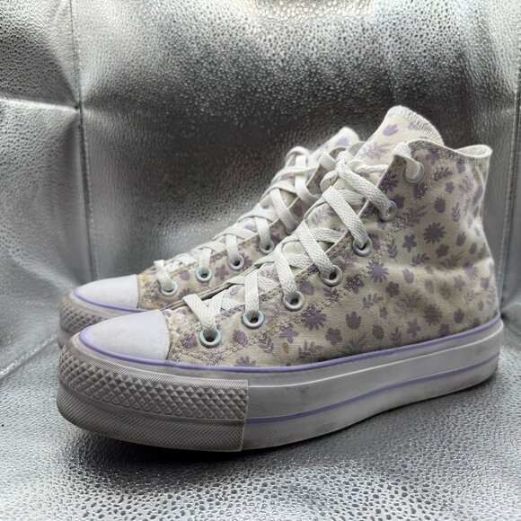 Size M7/W9 Converse CTAS Lift Platform Unisex High Top Floral Shoes 173137C - Picture 6 of 10